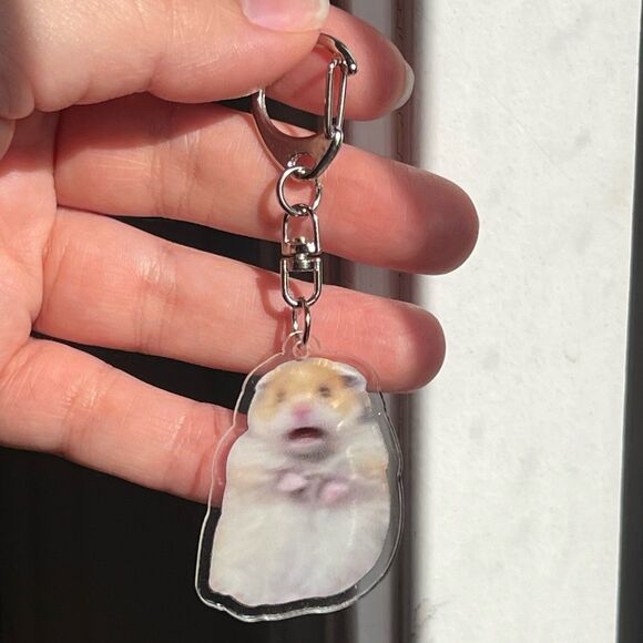 Iconic Blurry Hamster Meme Acrylic Keychain - Picture 3 of 7